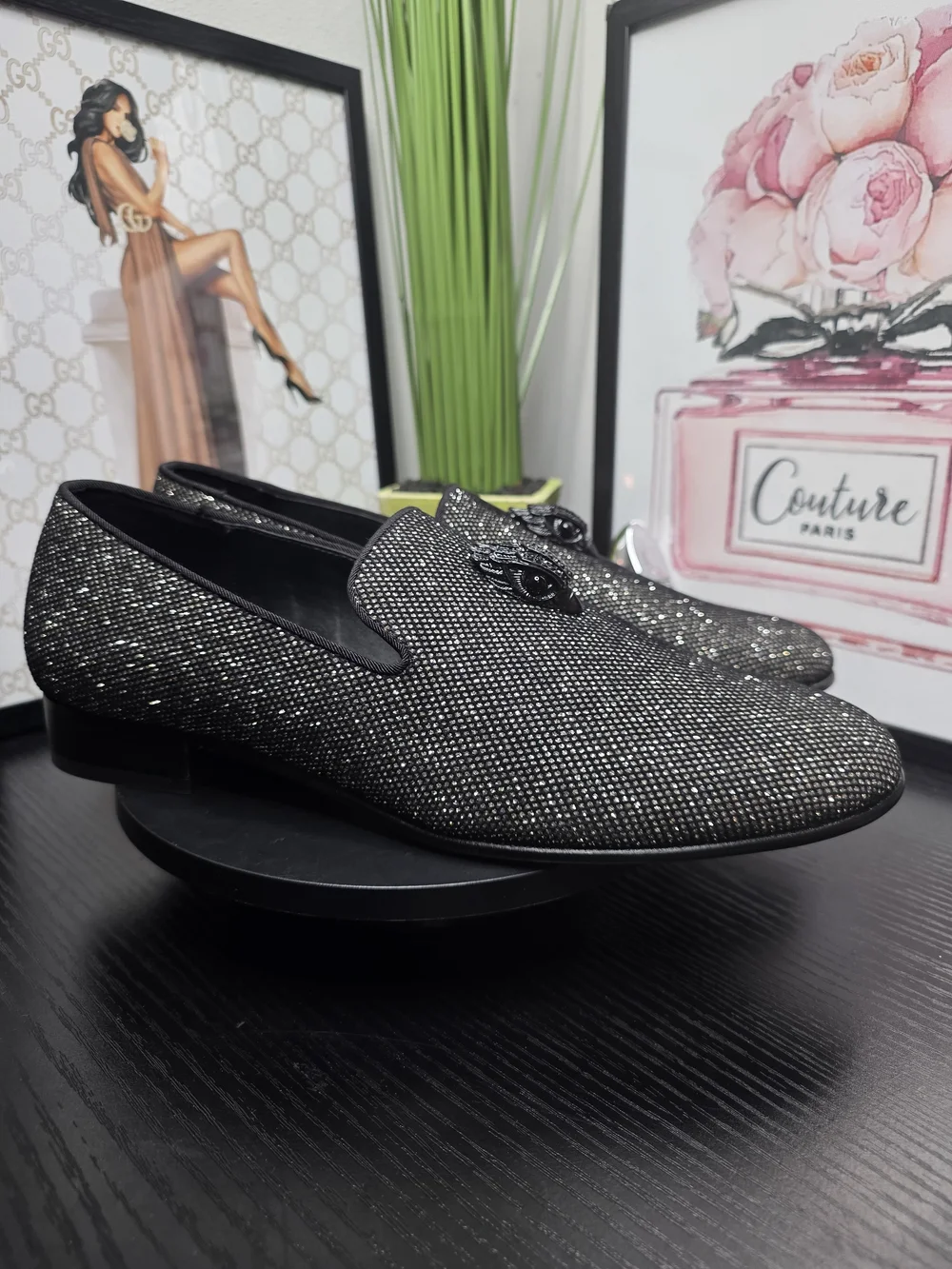 Kurt Geiger Men's Black Sparkle Loafers